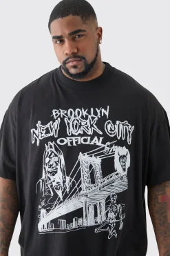 Plus Oversized Official City Print T-shirt | UK^boohooMAN New