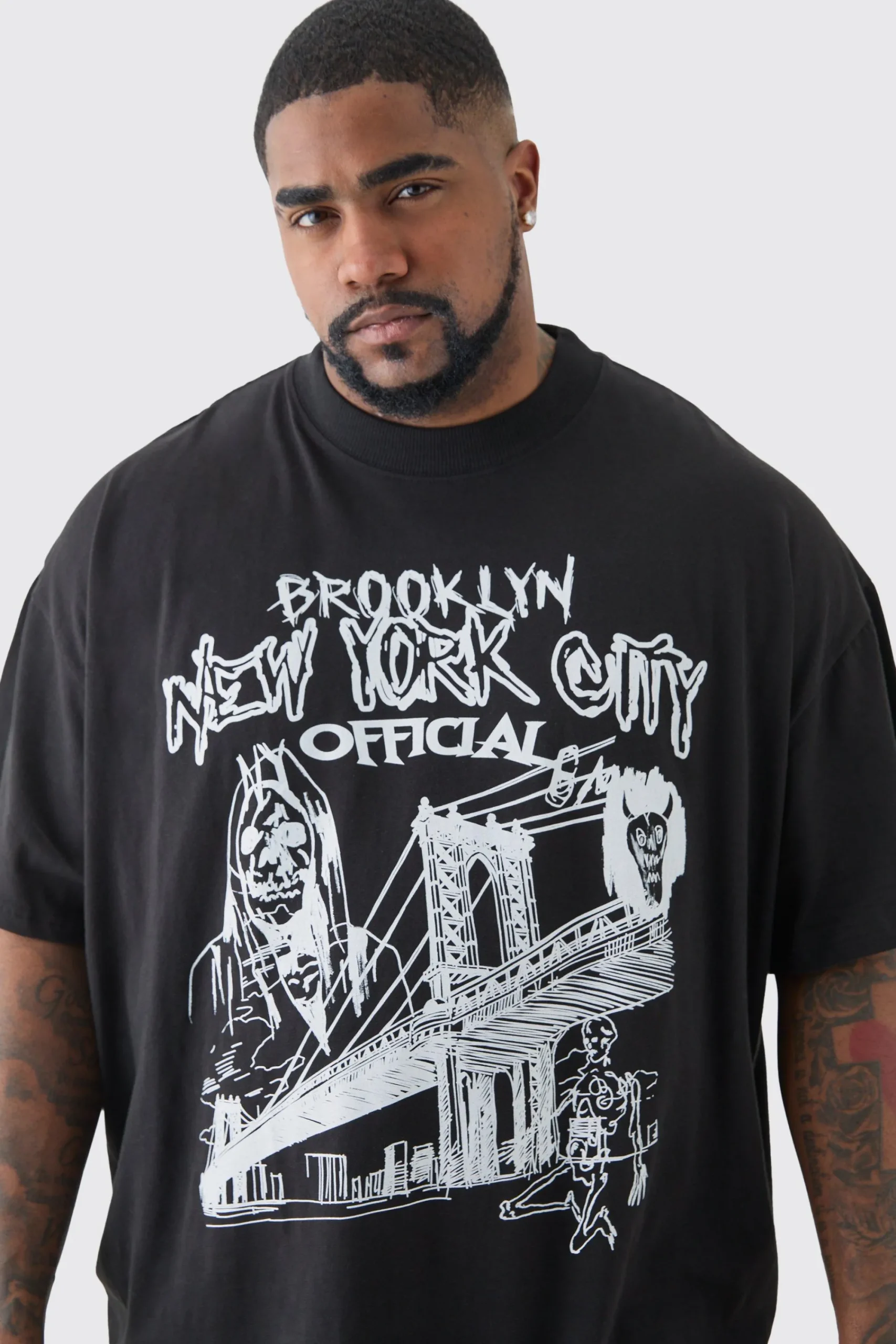 Plus Oversized Official City Print T-shirt | UK^boohooMAN New