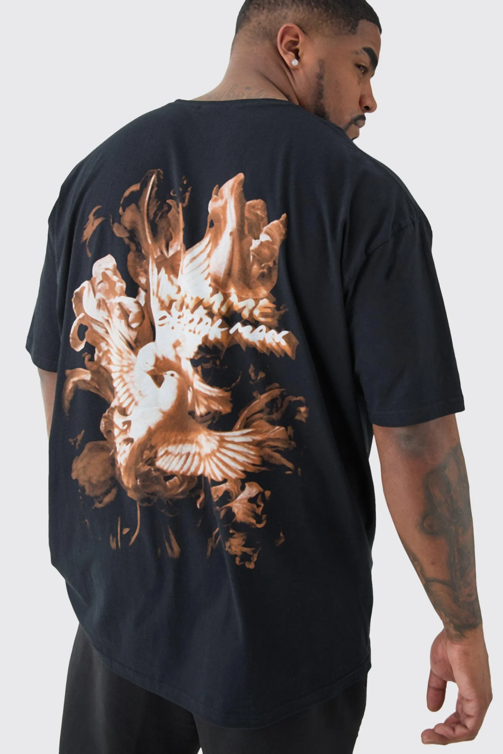 Plus Oversized Official Dove Back Print T-shirt In | UK^boohooMAN Best