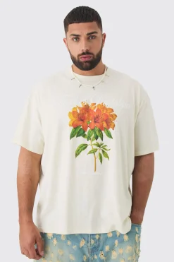 Plus Oversized Official Man Floral Print T-shirt | UK^boohooMAN Sale