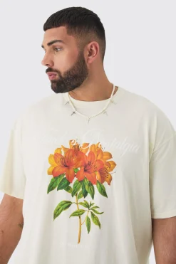 Plus Oversized Official Man Floral Print T-shirt | UK^boohooMAN Sale