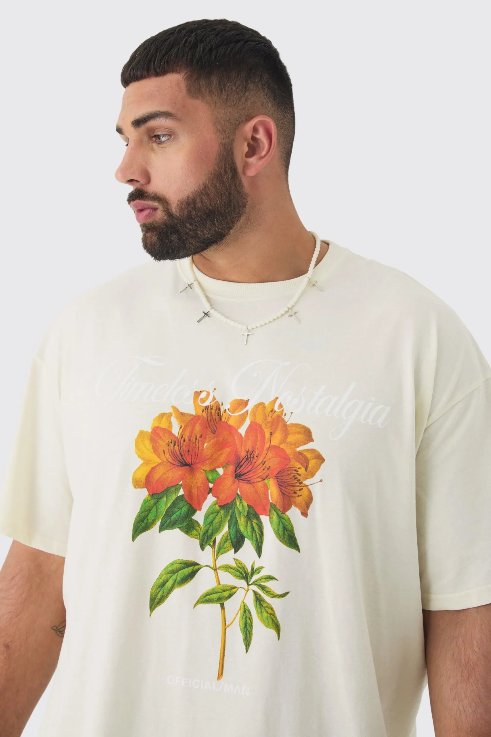 Plus Oversized Official Man Floral Print T-shirt | UK^boohooMAN Sale