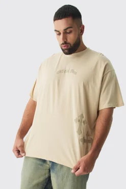 Plus Oversized Official Man Cross Puff Print T-Shirt | UK^boohooMAN Sale