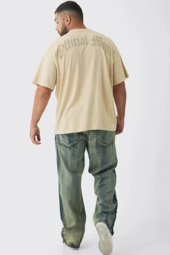 Plus Oversized Official Man Cross Puff Print T-Shirt | UK^boohooMAN Sale