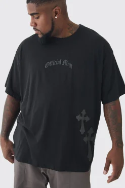 Plus Oversized Official Man Cross Puff Print T-Shirt | UK^boohooMAN Best