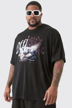 Plus Oversized Official Splice Print T-shirt In | UK^boohooMAN Online