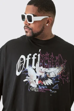 Plus Oversized Official Splice Print T-shirt In | UK^boohooMAN Online