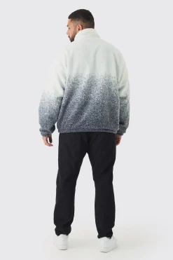 boohooMAN Plus Oversized Ombre Borg Funnel Neck Jacket In | UK| Coats & Jackets