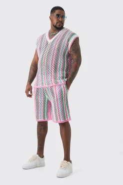 Plus Oversized Open Stitch Crochet Knitted Tank | UK^boohooMAN Outlet