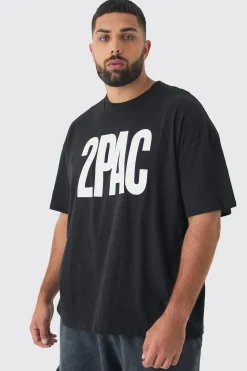 Plus Oversized 2pac License Print T-Shirt | UK^boohooMAN Hot