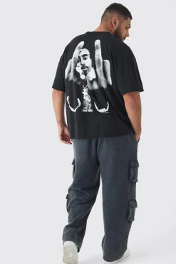 Plus Oversized 2pac License Print T-Shirt | UK^boohooMAN Hot