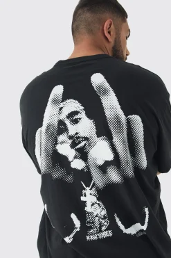 Plus Oversized 2pac License Print T-Shirt | UK^boohooMAN Hot