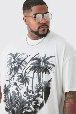 Plus Oversized Palm Renaissance Print T-shirt In | UK^boohooMAN