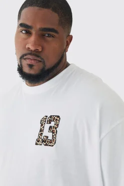 Plus Oversized Plus 13 Leopard Embroidered T-shirt In | UK^boohooMAN Sale