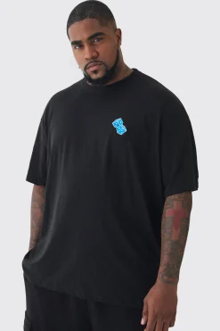 Plus Oversized Plus Blue Dice Embroidered T-shirt In | UK^boohooMAN Outlet