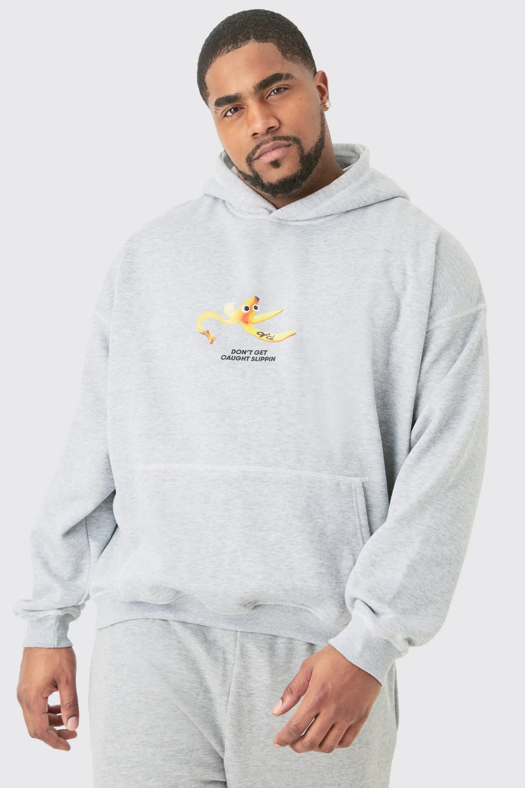boohooMAN Plus Oversized Plush Boxy Drop Shoulder Printed Hoodie | UK| Hoodies & Sweatshirts