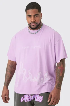 Plus Oversized Pour Homme Printed T-shirt In | UK^boohooMAN Outlet