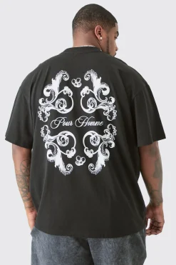 Plus Oversized Pour Homme Floral Print T-shirt | UK^boohooMAN Sale