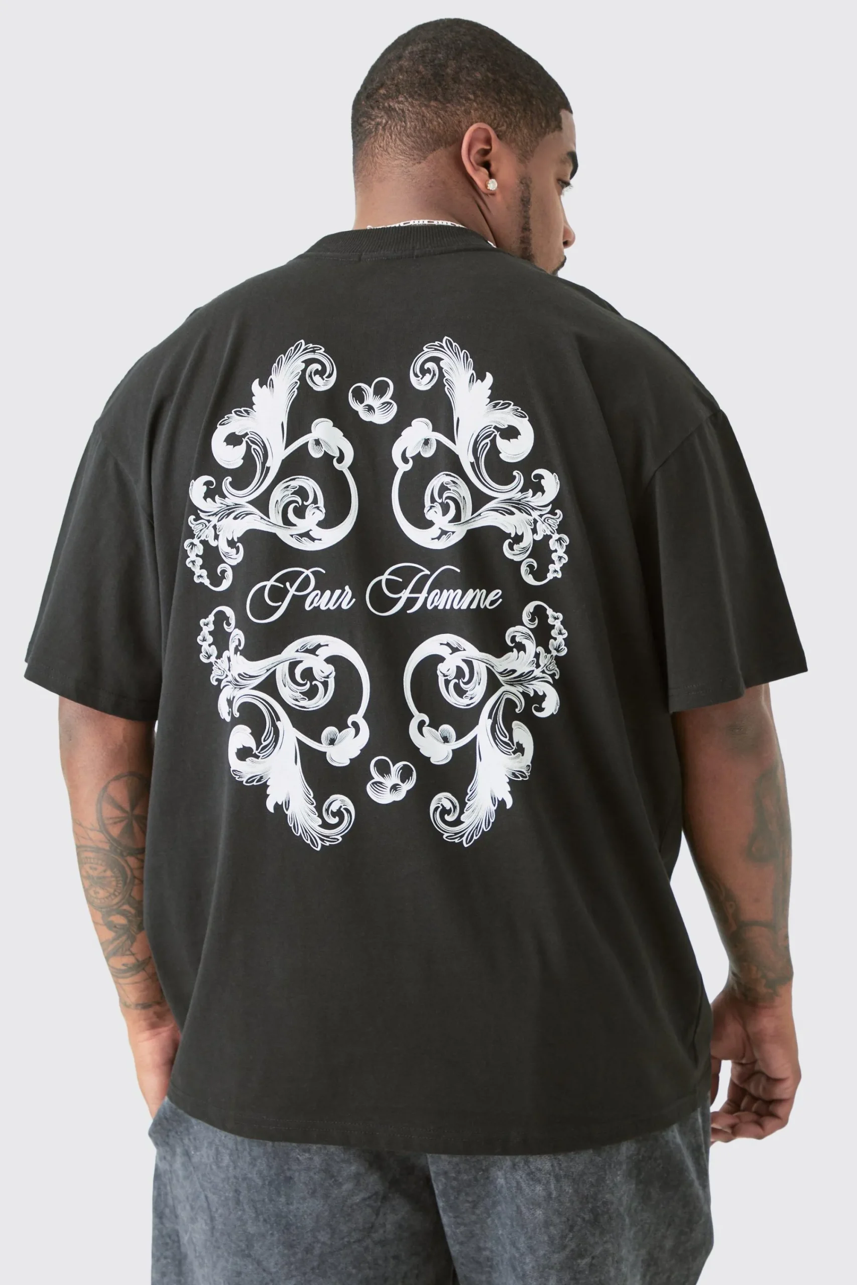 Plus Oversized Pour Homme Floral Print T-shirt | UK^boohooMAN Sale