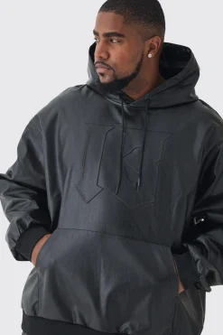 boohooMAN Plus Oversized Pu Drop Shoulder Embossed Hoodie | UK| Hoodies & Sweatshirts
