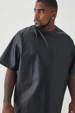 Plus Oversized Pu T-shirt | UK^boohooMAN Discount