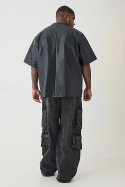 Plus Oversized Pu T-shirt | UK^boohooMAN Discount