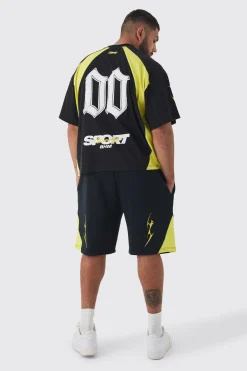 boohooMAN Plus Oversized Puff Print Moto Mid Length Shorts | UK| Shorts
