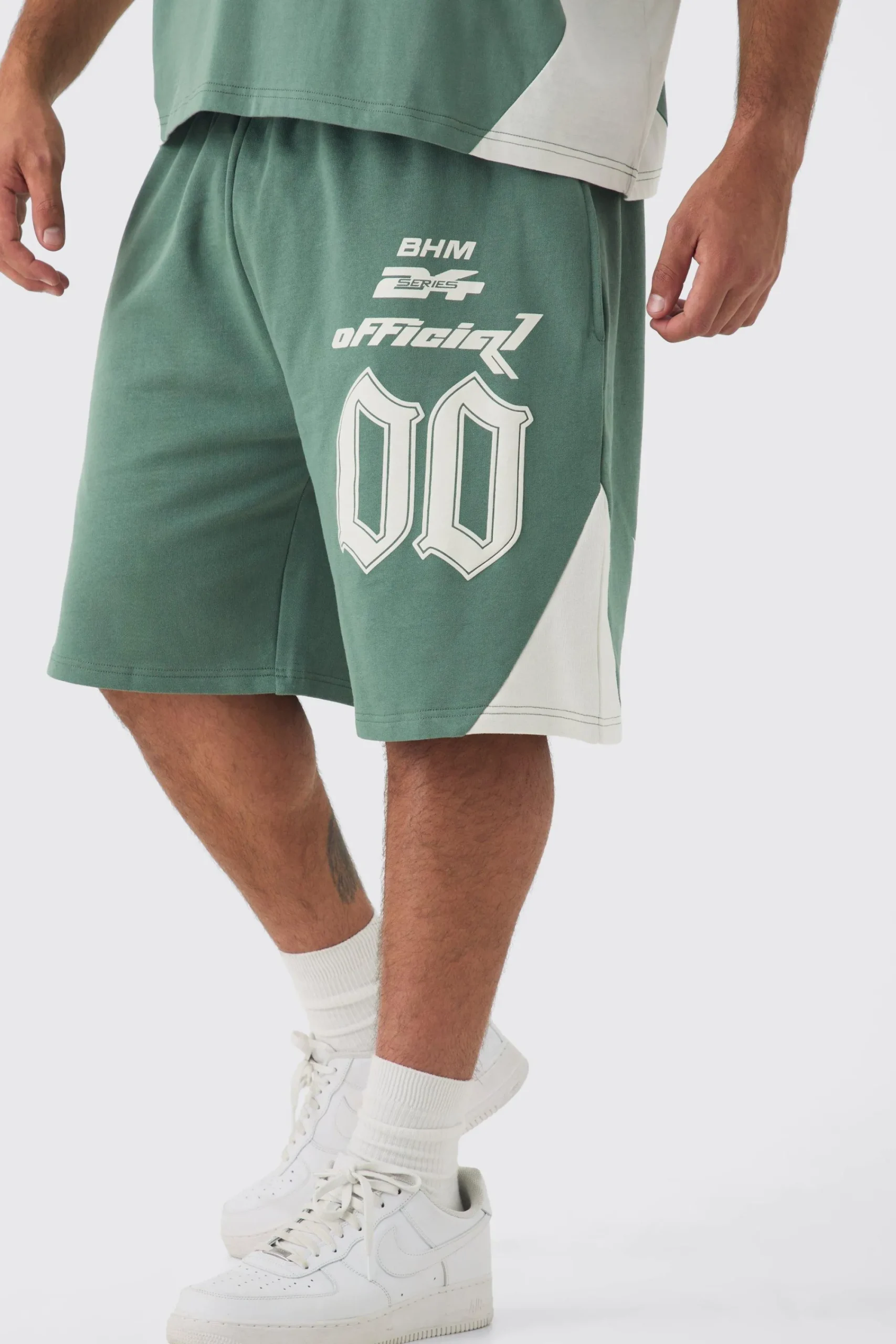 boohooMAN Plus Oversized Puff Print Moto Mid Length Shorts | UK| Shorts