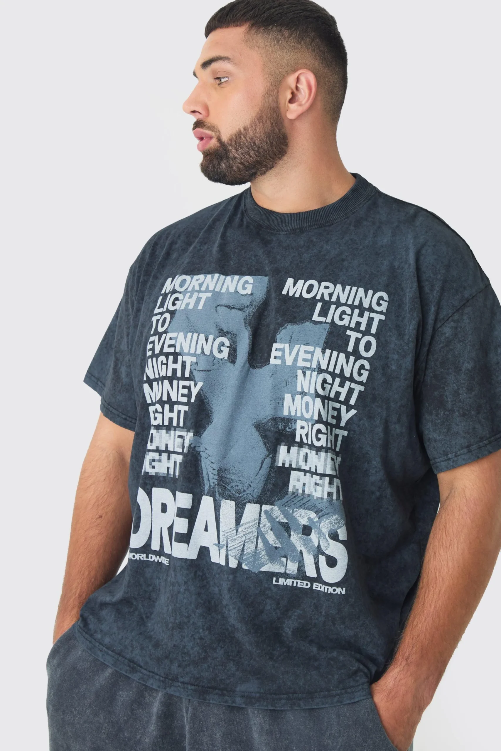 Plus Oversized Renaissance Worldwide Acid Wash T-Shirt | UK^boohooMAN Hot