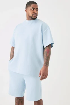 boohooMAN Plus Oversized Scuba T-shirt & Relaxed Short Set | UK| Tracksuits