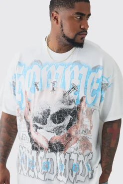 Plus Oversized Skull Over Seams Graphic T-shirt | UK^boohooMAN