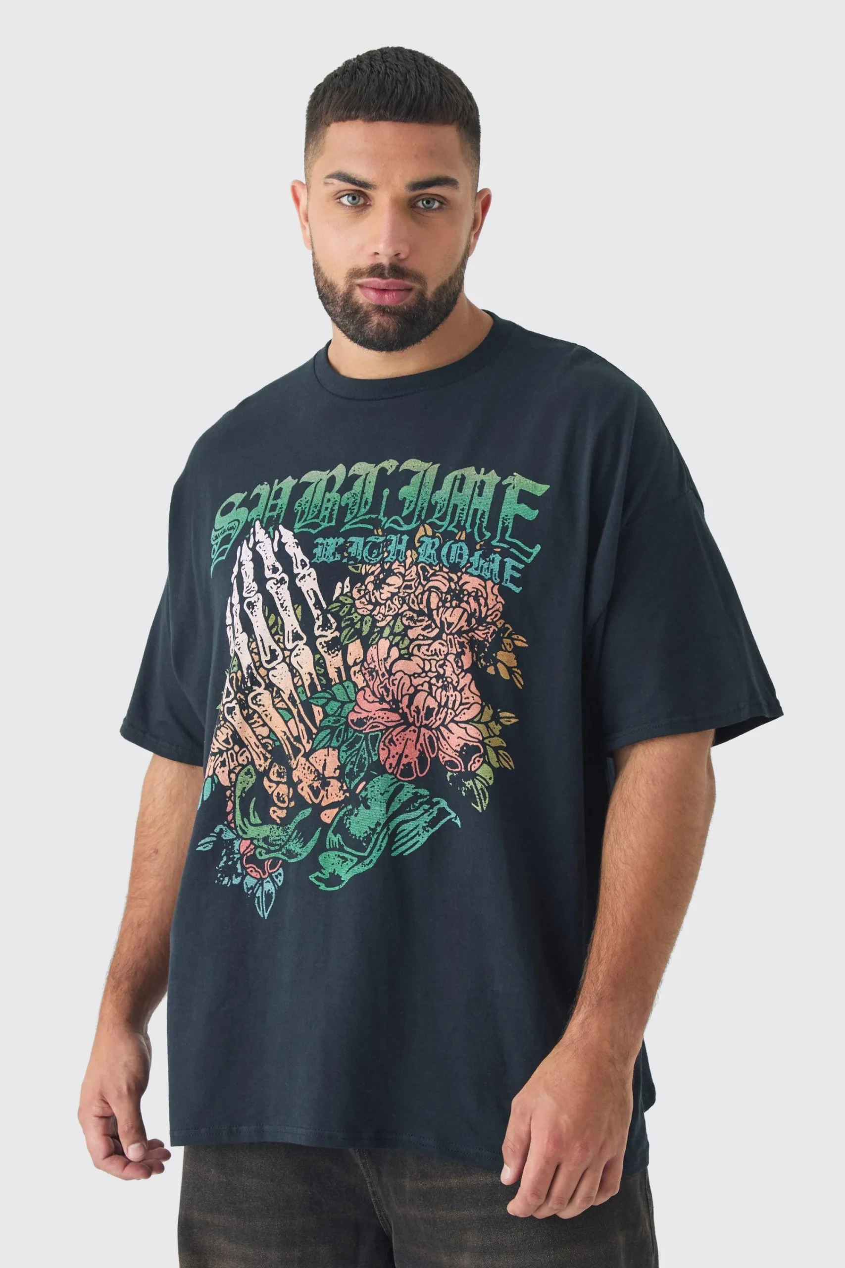 Plus Oversized Sublime Band License Print T-Shirt | UK^boohooMAN Hot
