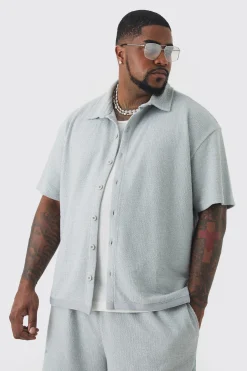boohooMAN Plus Oversized Textured Star Embroidered Shirt | UK| Shirts
