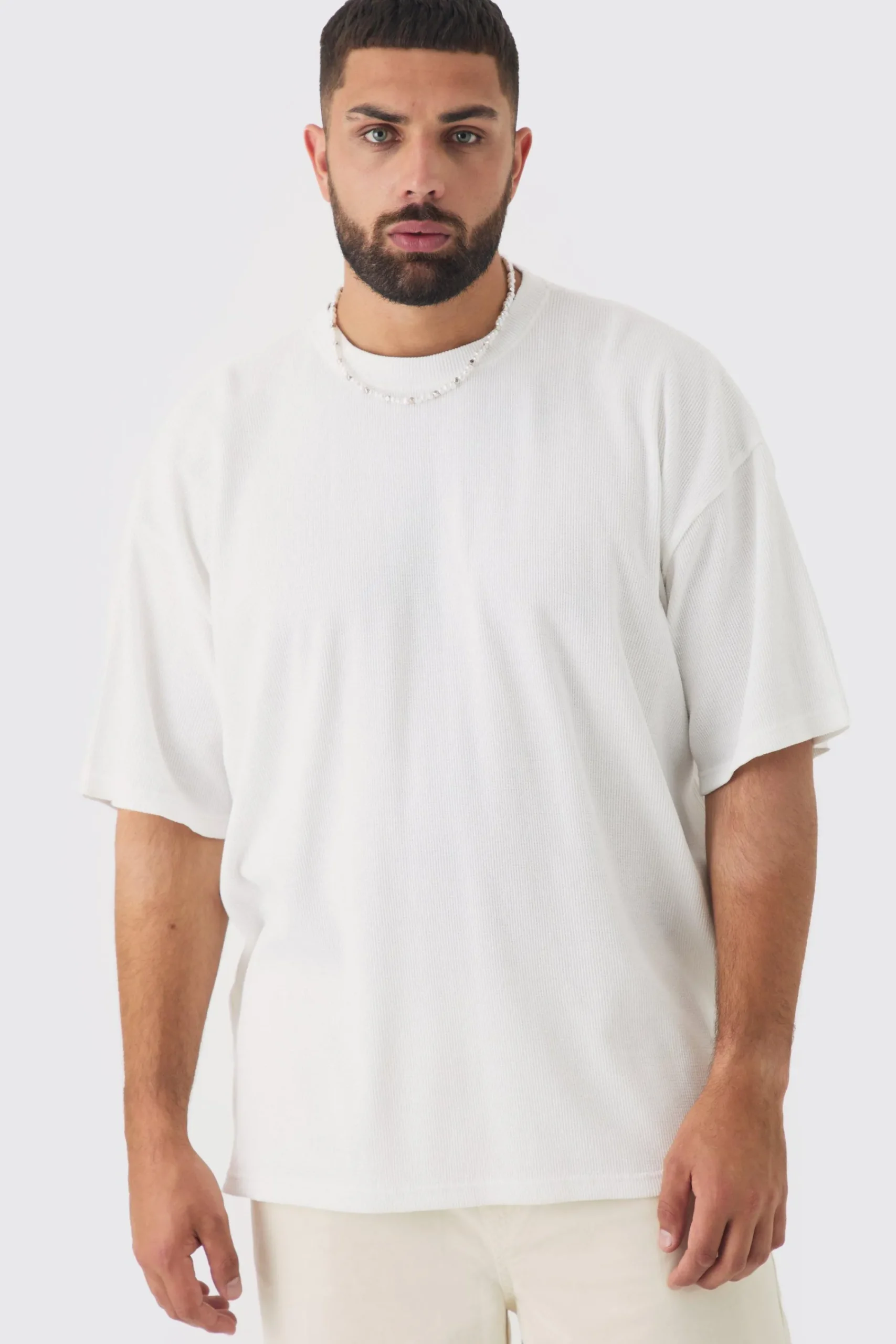 Plus Oversized Waffle T-shirt | UK^boohooMAN Outlet