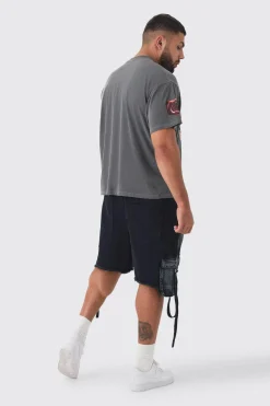 Plus Oversized Washed Official Man Balaclava Print T-shirt | UK^boohooMAN Clearance