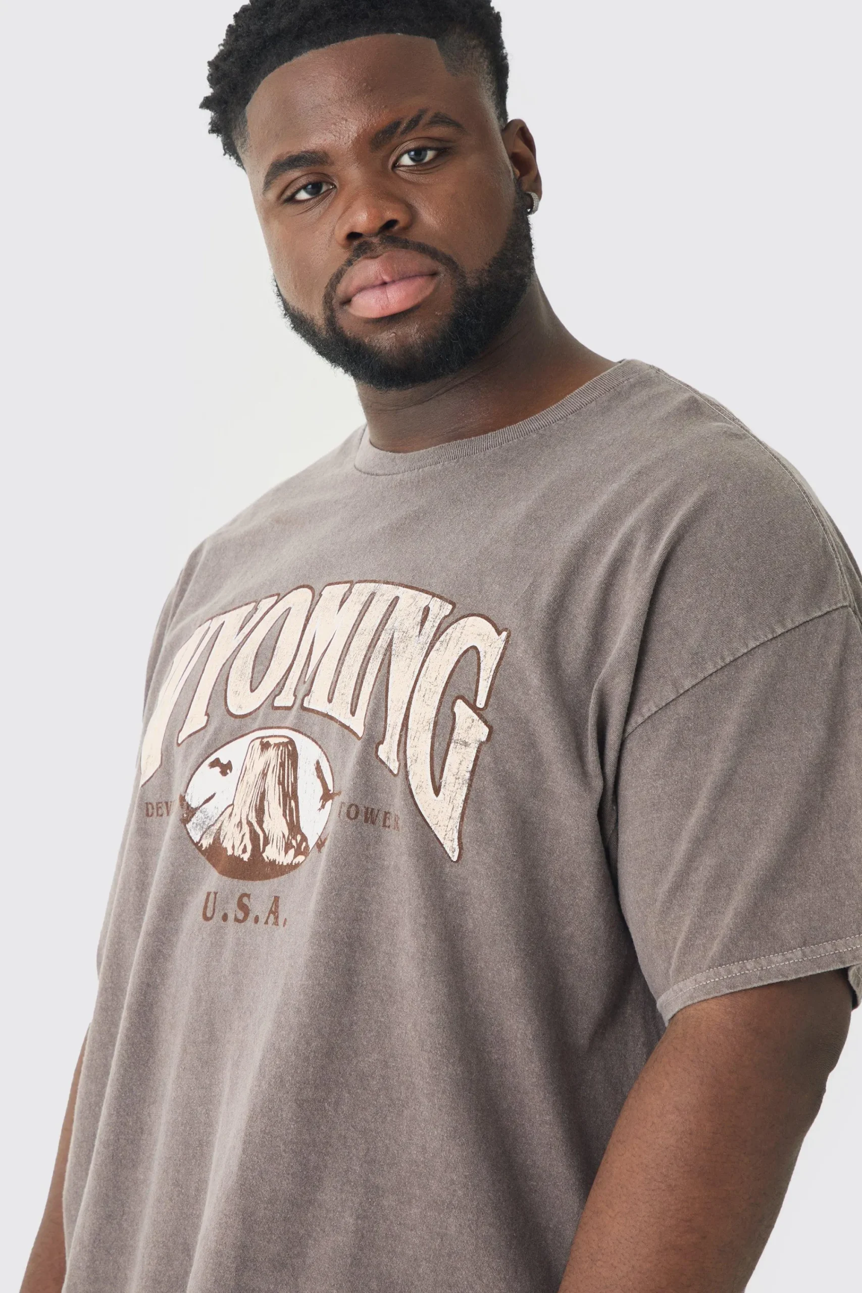 Plus Oversized Washed Wyoming Print T-shirt | UK^boohooMAN Best