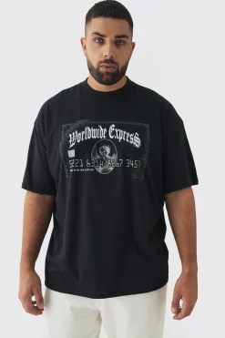 Plus Oversized Worldwide Express Print T-Shirt | UK^boohooMAN Sale