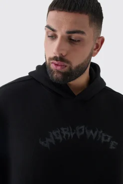 boohooMAN Plus Oversized Worldwide Gothic Cross Print Hoodie | UK| Hoodies & Sweatshirts