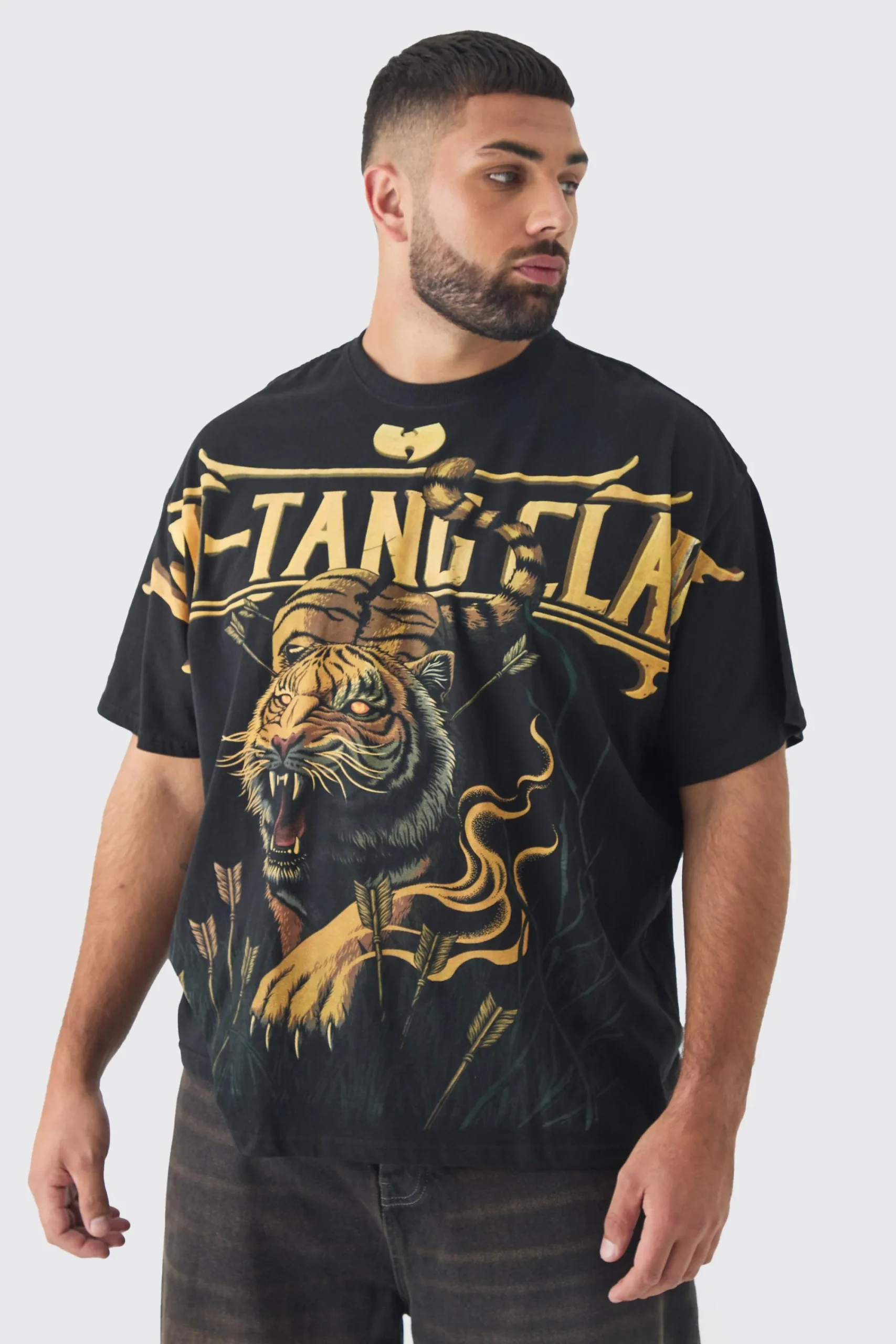 Plus Oversized Wu-Tang Over Seams License Print T-Shirt | UK^boohooMAN Sale
