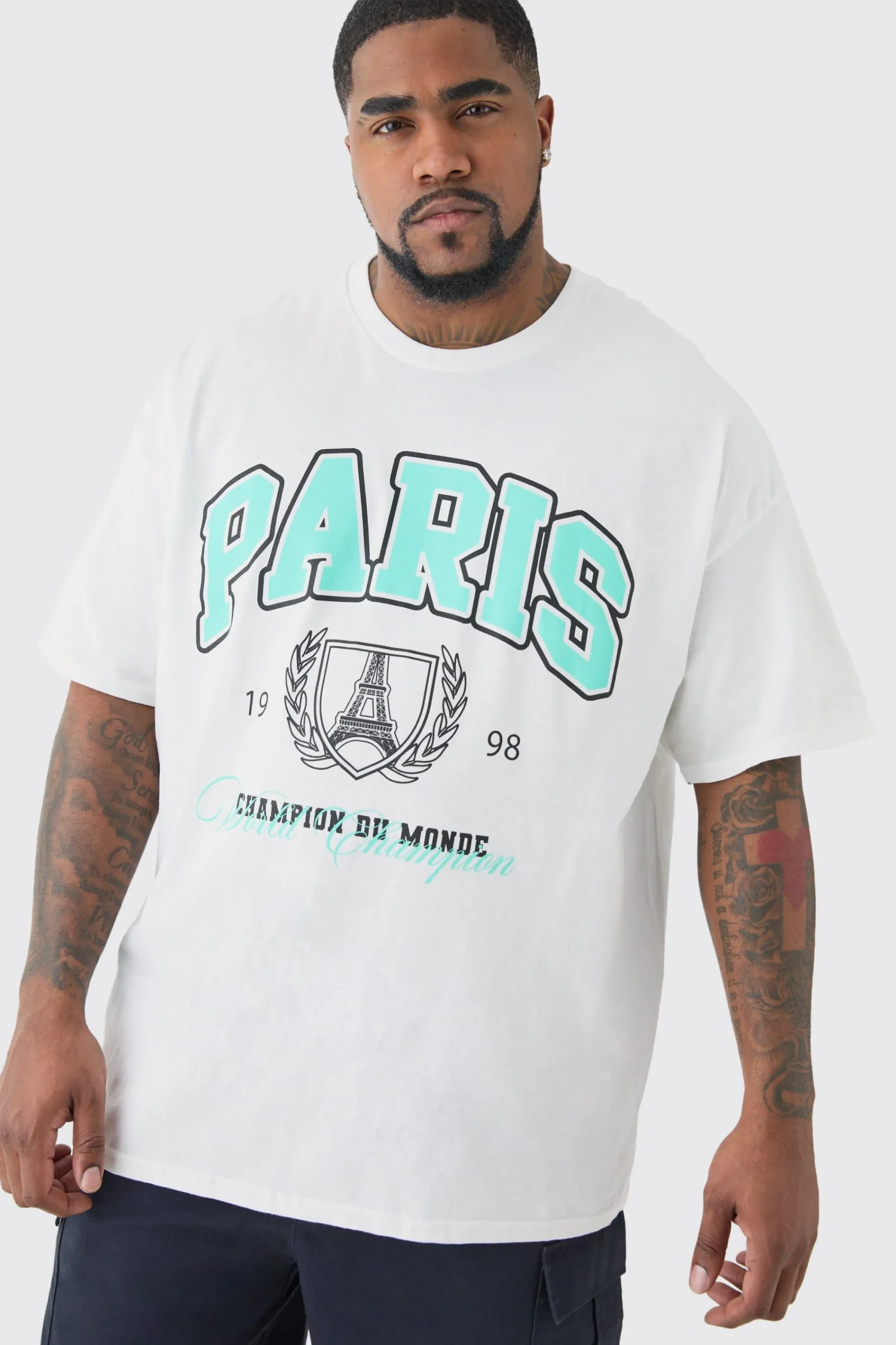 Plus Paris Print T-shirt | UK^boohooMAN New