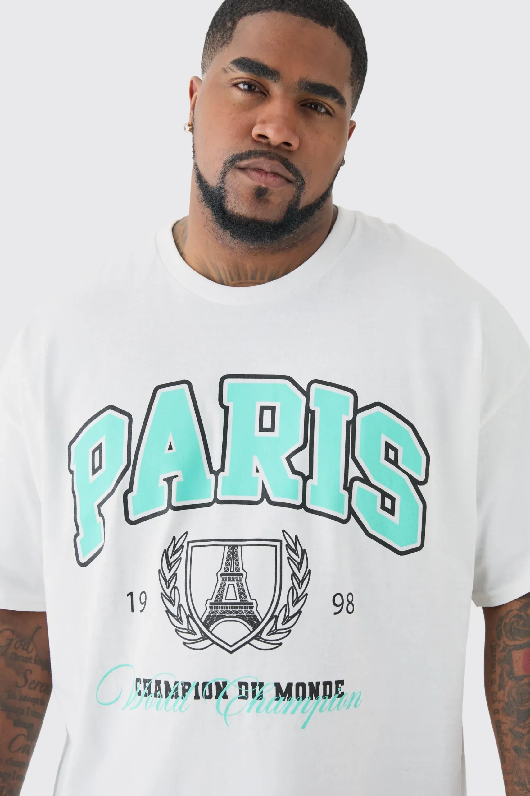 Plus Paris Print T-shirt | UK^boohooMAN New