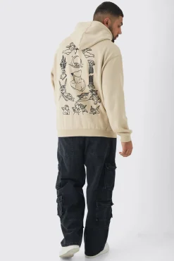 boohooMAN Plus Patchwork Tattoo Print Oversized Hoodie | UK| Hoodies & Sweatshirts