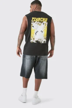Plus Pikachu Printed License Tank In | UK^boohooMAN Hot
