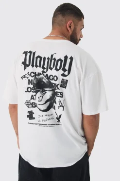 Plus Playboy Back Printed Licensed T-shirt In | UK^boohooMAN Discount