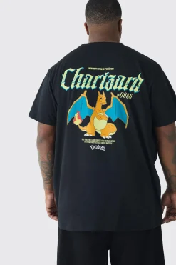 Plus Pokemon Charizard License Back Print T-shirt | UK^boohooMAN