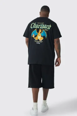 Plus Pokemon Charizard License Back Print T-shirt | UK^boohooMAN