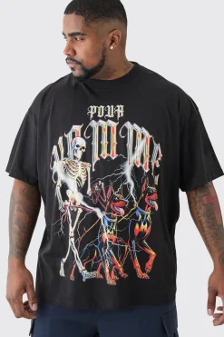 Plus Pour Homme Dog Skeleton T-shirt In | UK^boohooMAN Clearance