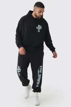 boohooMAN Plus Pour Homme Gothic Cross Tracksuit | UK| Tracksuits