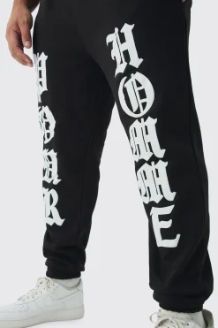 boohooMAN Plus Pour Homme Puff Print Jogger | UK| Trousers|Joggers