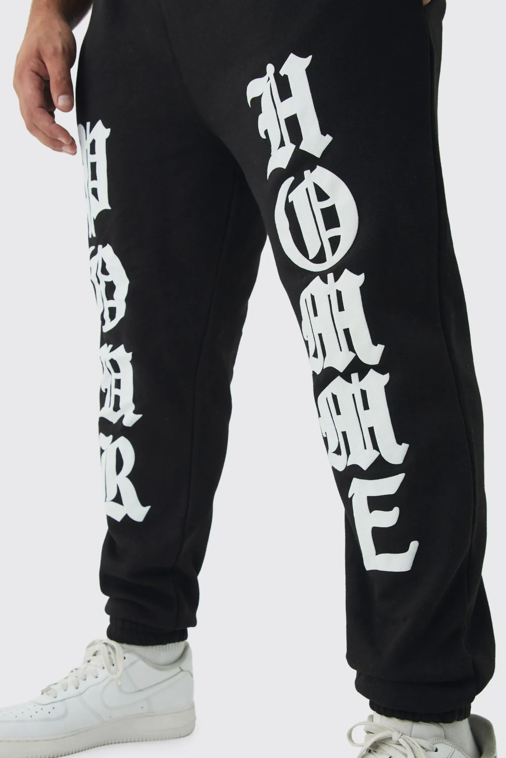 boohooMAN Plus Pour Homme Puff Print Jogger | UK| Trousers|Joggers